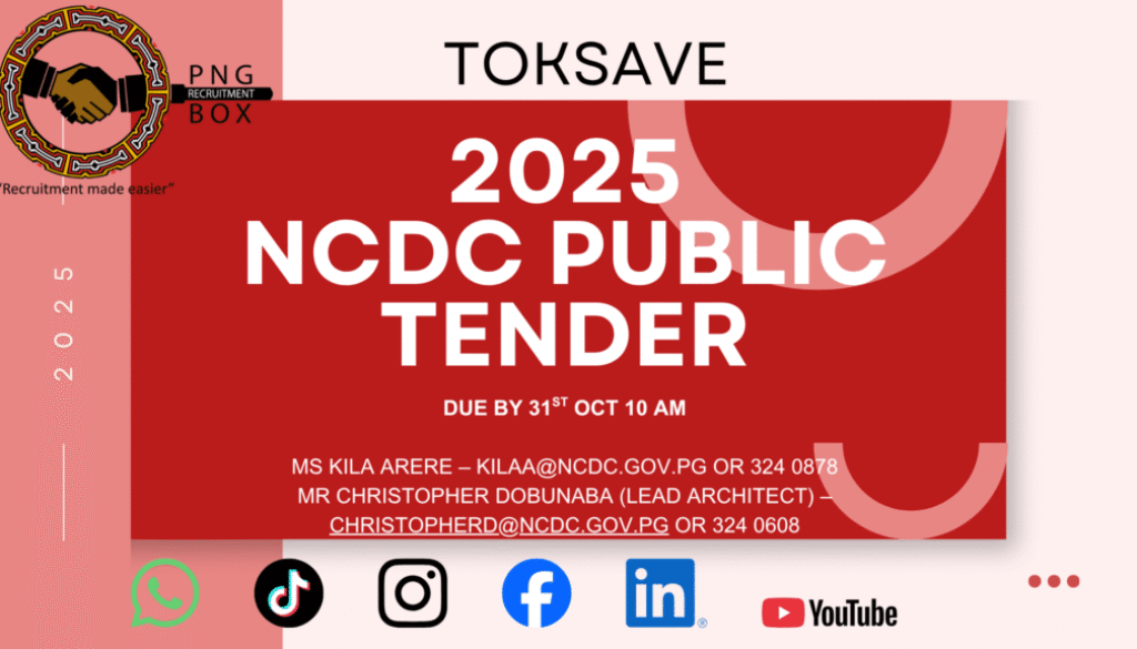 2025 NCDC Public Tender Announcement Building Projects NCDC public tender Papua New Guinea NCD building projects 2025 PNG construction tenders classroom construction projects PNG Port Moresby tenders