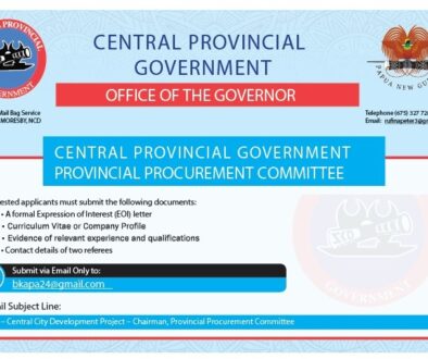 Central provincial government jobs Central Provincial Government jobs, Papua New Guinea vacancies, government jobs PNG, short-term contracts PNG, Central City Development Project, urban development PNG, accountant jobs PNG, investment advisor PNG, legal advisor PNG