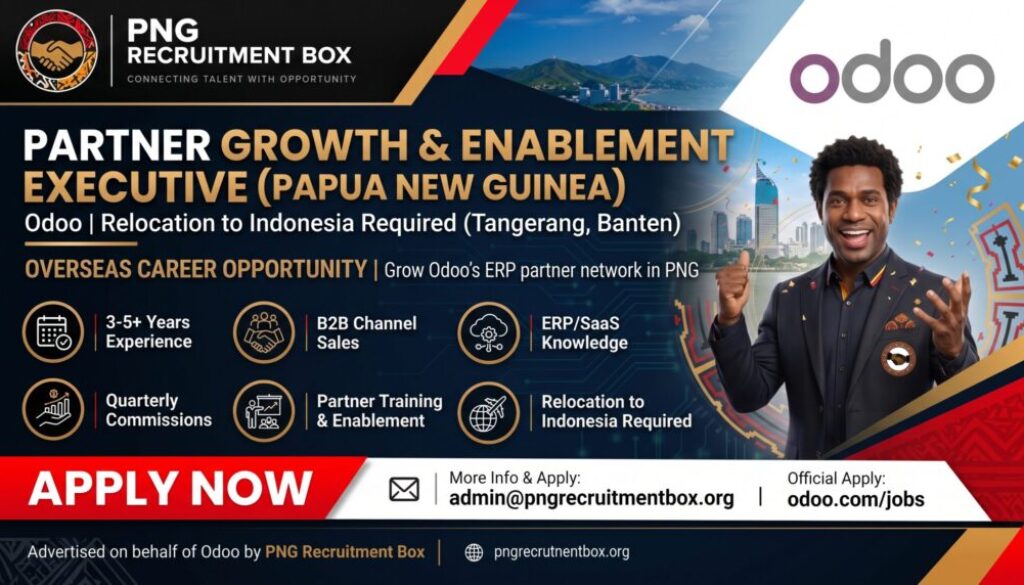 Partner Growth & Enablement Executive, ERP Partner Management, Sales Growth Papua New Guinea, Odoo Partner Enablement, B2B Channel Sales